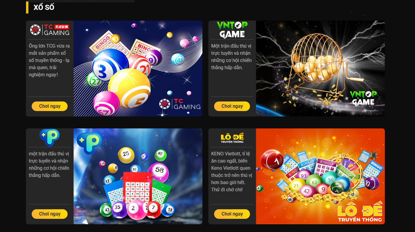 Những nhà cung cấp tại sảnh xổ số 888B